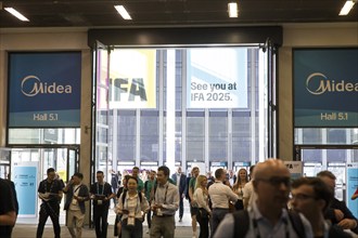 Visitors crowd through the halls of the IFA (Internationale Funkausstellung) at the exhibition