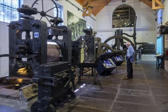 Old rolling mills in the Industrial Museum at the Le Bois du Cazier coal mine, Marcinelle near