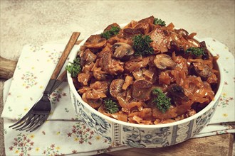 Bigos, bigus is a national Polish dish, made of cabbage and meat, stewed, homemade, no people