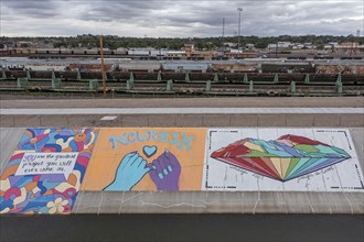 Pueblo, Colorado, Murals line a concrete levee for three miles along the Arkansas River. The levee