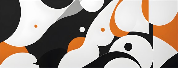 Abstract minimalist illustration wallpaper design accentuated with vibrant orange color, AI