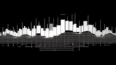 Illustration of abstract audio frequency sound wave lines, AI generated