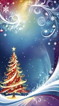 Abstract illustration wallpaper of different Christmas symbols, vibrant colors and soft swirling