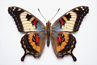 Beautiful, stylized California Tortoiseshell butterfly on a white background, AI generated