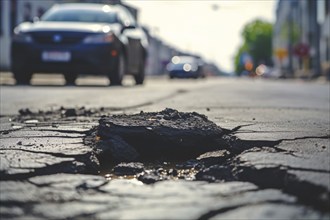 Road damage. KI generiert, generiert, AI generated