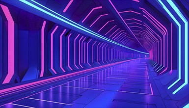 3d rendering of architecture visualization of a futuristic passageway, AI generated