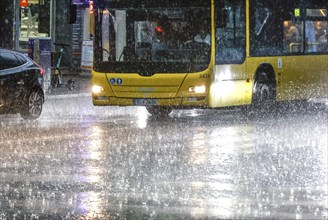 Heavy rain on Potsdamer Strasse. After weeks of heat, the first heavy rain and cooling, Berlin,