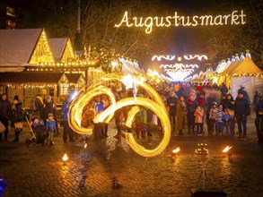 Christmas market on the main street in Dresden Neustadt, Dresden, Saxony, Germany, Europe