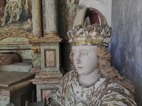 Figure of a saint in the chapel at the pilgrimage church, Gößweinstein, place of pilgrimage in