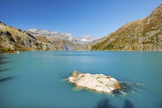 Lac d'Émosson reservoir in the canton of Valais, Switzerland, Europe