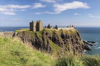 Dunnottar Castle is a ruined castle in Aberdeenshire, Scotland, photographed in September, United