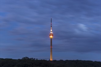 Stuttgart TV tower lights up in the national colours of black, red and gold for the 2024 European