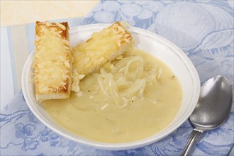 Baden cuisine, South German cuisine, Baden onion soup, savoury, typical Baden, soup plate, spoon,