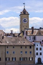 Historic town hall tower, Regensburg, Upper Palatinate, Bavaria, Germany, Europe