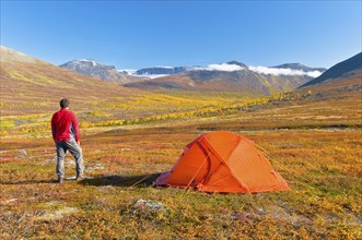 Camping in the Sinnitjohkka and Duolbagorni mountains, Kebnekaise massif, Lapland, Sweden, Sweden,