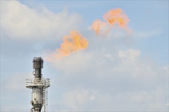 Gas flare of the Schwelgern coking plant, ThyssenKrupp Stahl AG Hamborn site, Duisburg, North