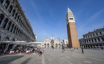 St Mark's Square, St Mark's Basilica and Campanile, Venice, Veneto, Italy, Europe