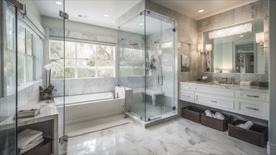 Luxurious custom bathroom upgrade interior, generative AI, AI generated