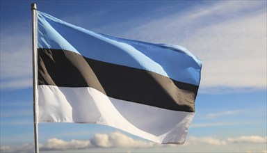 The flag of Estonia flutters in the wind