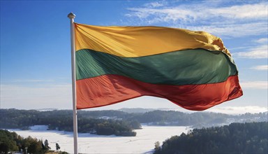 The flag of Lithuania flutters in the wind, Lithuania, Lithuania, Europe, europe, travel, travel,