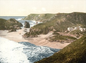 Kynance Cove on the Lizard Peninsula, Cornwall, England, Historical, c. 1900, digitally restored