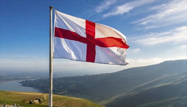 The flag of England, Great Britain, flutters in the wind