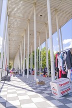 Sales stands and clothes racks under a roofed column structure, Böblingen, Germany, Europe