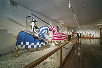 Heroes' armoury, museum, Renaissance Ambras Castle, interior view, Innsbruck, Tyrol, Austria,