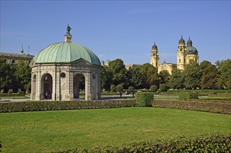 Europe, Germany, Bavaria, Munich, City, Hofgarten, Temple of Diana and Theatine Church, Hamburg,