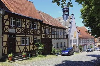 Half-timbered houses on the salt market, Königsberg in Bavaria, Königsberg i.Bay, town in the