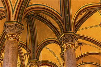 Columns and ceiling vault in Cafe Central, Herrengasse, Vienna, Austria, Europe