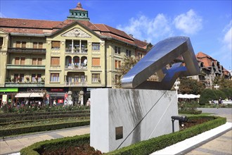 Houses on Piata Victorei, in front of the memorial commemorating the revolution of December 1989,