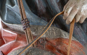 Inscription on the hem of Christ's cloak, detail of the palm tree, wooden figure from around 1470,