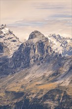 Striking rocks and snow cover in the high mountains, Planplatten, Switzerland, Europe