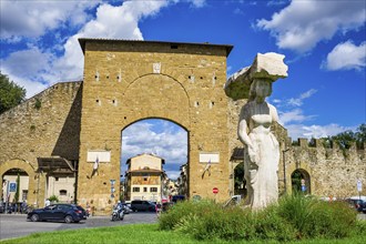 Sculpture Dietrofront in front of Porta Romana, Florence, Tuscany, Italy, Europe