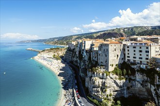 Tropea from a drone, Tyrrhenian Sea, Calabria, Italy, Europe