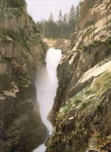 Grimselstrasse, Handegg Falls, Bernese Oberland, Switzerland, Historic, digitally restored