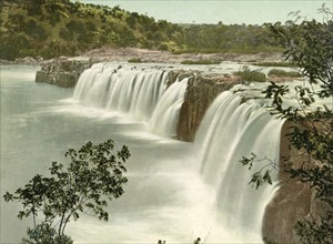 Waterfalls on the Tugela River near Colenso, Natal, South Africa, digitally restored reproduction