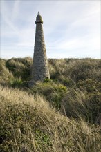 Pierre Aux Rats obelisk at northern part of the Island of Herm, Channel Islands, Great Britain