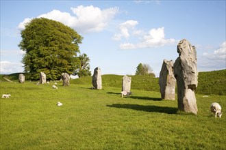 Neolithic stone circle and henge at Avebury, Wiltshire, England, UK