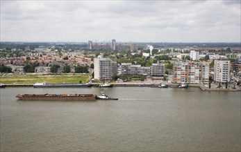 Shipping on the Oude Maas River at Zwijndrecht viewed from Dordrecht, Netherlands