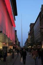 Nighttime view of Spire of Dublin, also called the Monument of Light, Henry Street, Dublin,