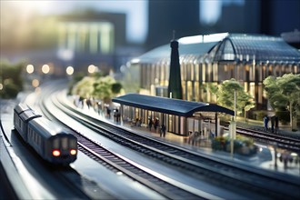 Scale model of a railway station, AI generated