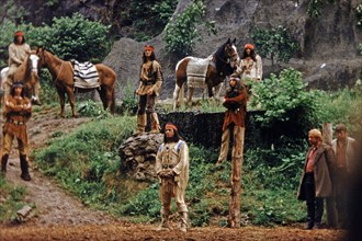 Pierre Brice as Winnetou and other actors in The Treasure in Silver Lake, Karl May Festival,