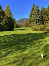 Golf Course with Mountain View in a Sunny Day in Lugano, Switzerland, Europe