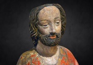 Detail of the Palmesel, wooden figure from around 1380, head of Christ, Hohenzollerisches