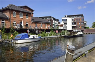 Europe, Germany, Lower Saxony, Buxtehude, Hamburg Metropolitan Region, Este, harbour, waterfront