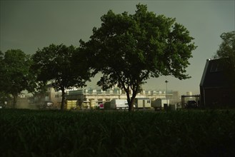 Lower Saxony, thunderstorm, corn field, construction site