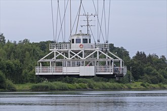 Floating ferry, Kiel Canal, Rendsburg, Schleswig-Holstein, Germany, Europe