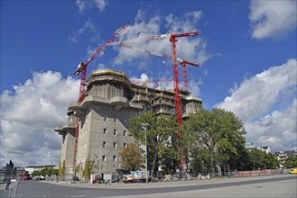 Europe, Germany, Hanseatic City of Hamburg, St. Pauli, former bunker on Feldstrasse, construction